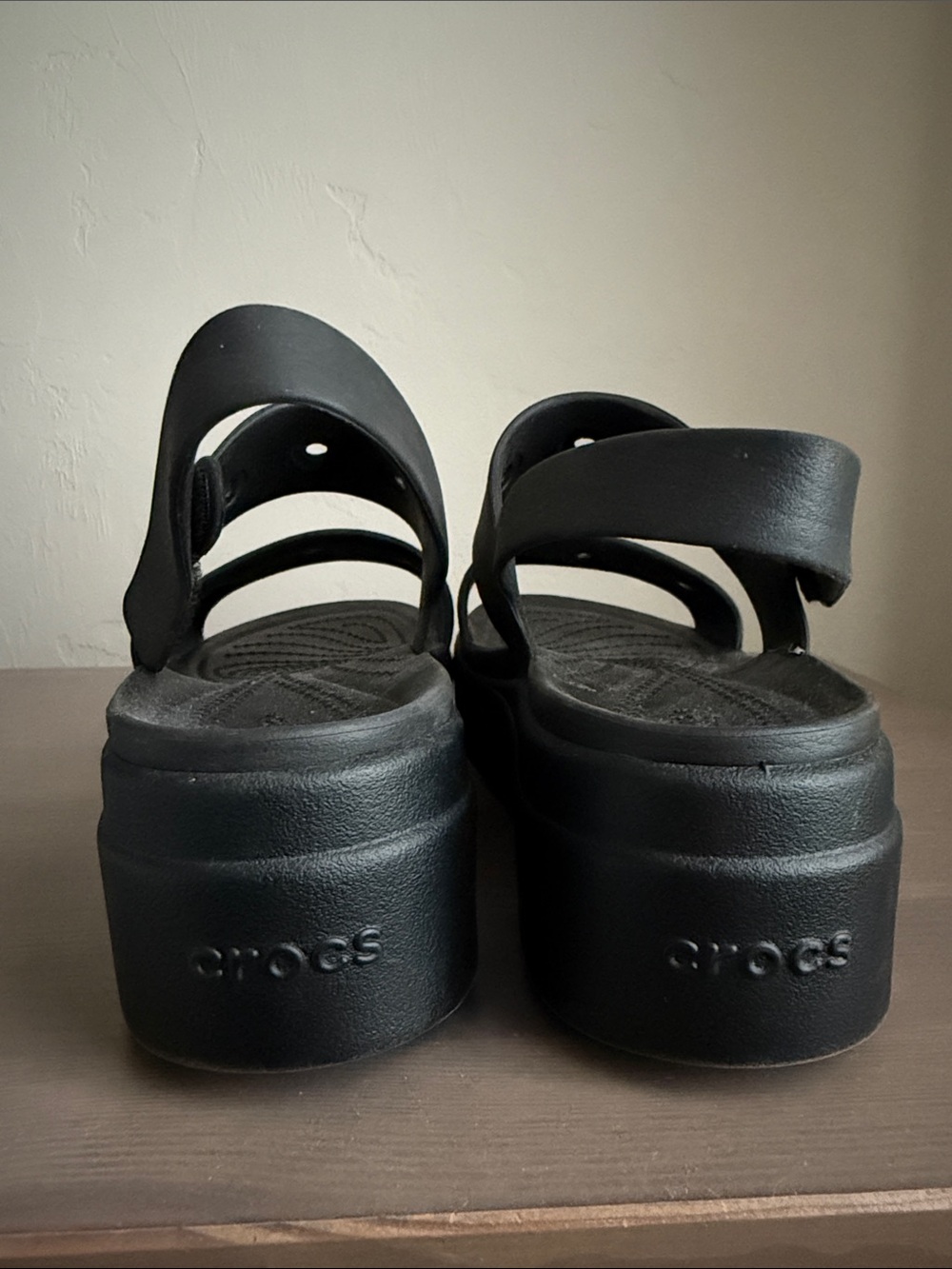 CROCS Black Platform Slingback Sandals - Picture 4 of 4